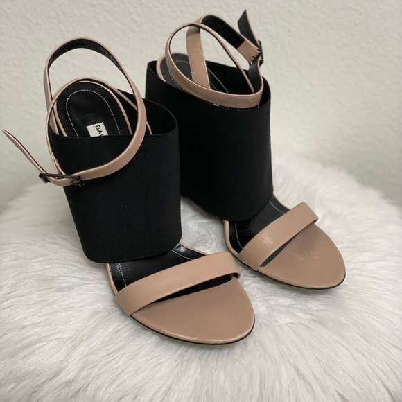 Balenciaga Black Pink Prism Elastic Wedge Lambskin Sandals size 40 - Picture 2 of 6